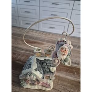 Seasonal Decor Christmas House velvet finish/red light blinking inside